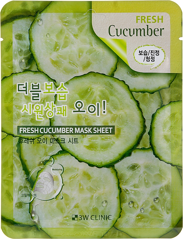 Зволожувальна маска з екстрактом огірка - 3W Clinic Fresh Cucumber Mask Sheet