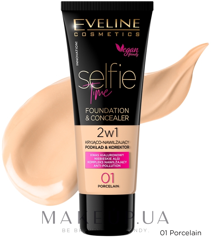 Тональный крем-корректор - Eveline Cosmetics Selfie Time Foundation & Concealer — фото 01 - Porcelain
