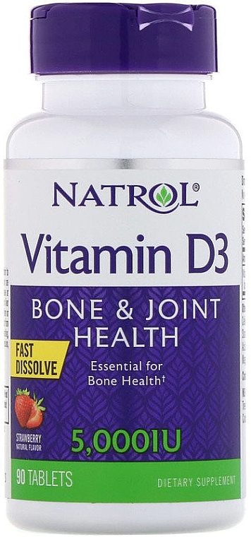 Витамин Д3, 5000 МЕ, клубника - Natrol Vitamin D3 Bone & Joint Health — фото N1