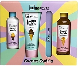 Парфумерія, косметика Набір - IDC Institute Sweet Swirls Gift Set (sh/gel/100ml + b/lot/100ml + b/scr/100ml + nail/file)