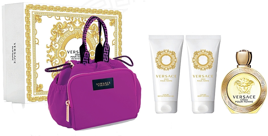 Versace Eros Pour Femme - Набір (edt/100ml + b/lot/100ml + sh/gel/100ml + bag) — фото N1