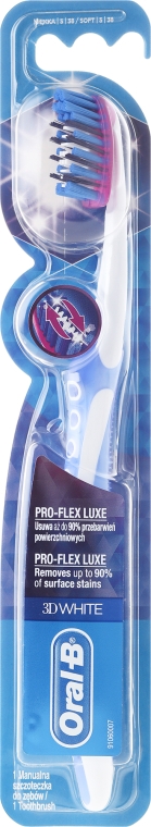 Зубная щетка, мягкая, светло-голубая - Oral-B Proflex 3D White Luxe 38 Soft — фото N1