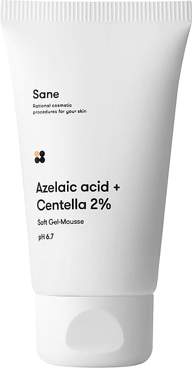 Гель для лица очищающий - Sane Azelaic Acid + Centella 2% Soft Gel-Mousse pH 6.7
