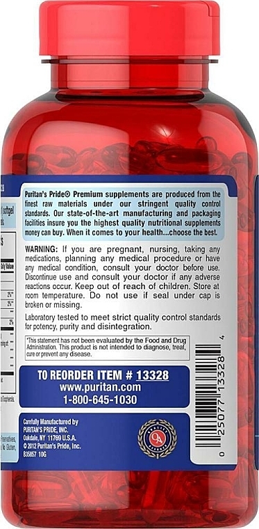 Омега-3, 1200 мг, в гелевых капсулах - Puritan's Pride Omega-3 Fish Oil 1200mg/360mg Softgels — фото N4