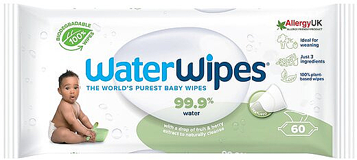Биоразлагаемые детские влажные салфетки, 60шт - WaterWipes BIO Baby Wipes — фото N1