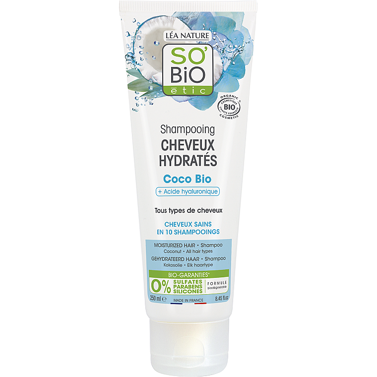 Шампунь для волос с кокосом и гиалуроновой кислотой - So'Bio Etic Coconut & Hyaluronic Acid Moisturising Shampoo  — фото N1