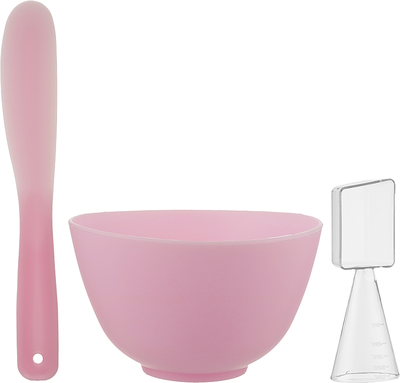 Набор для косметических продуктов CS099R, мисочка + лопатка + мерная ложка, розовый - Cosmo Shop — фото N1