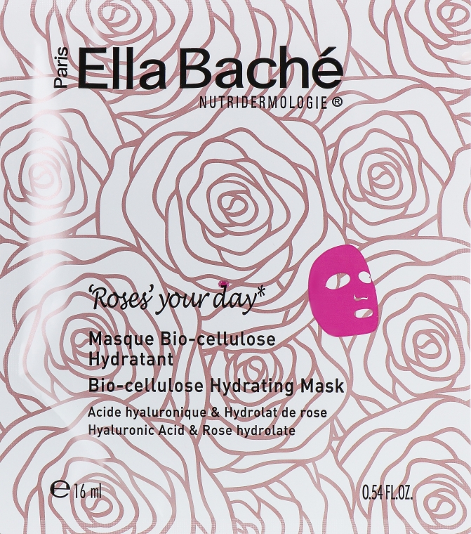 Био-целлюлозная розовая маска - Ella Bache Roses' Your Day Bio-Cellulose Hydrating Mask