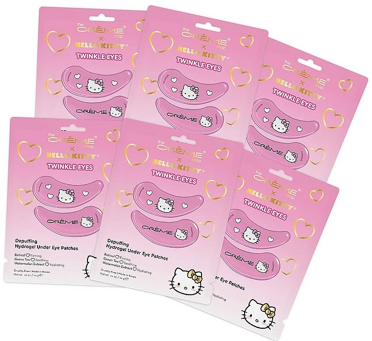 Патчі проти темних кругів під очима - The Creme Shop x Hello Kitty Twinkle Eyes Depuffing Hydrogel Under Eye Patch — фото N1