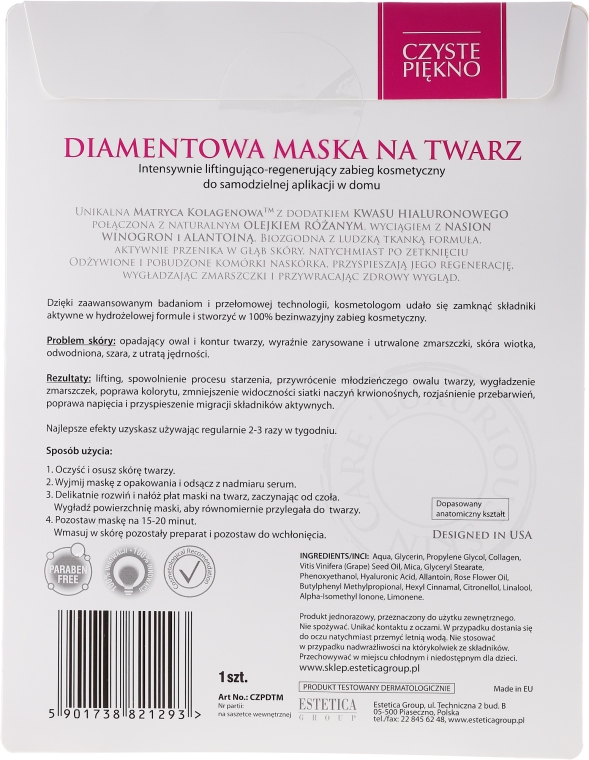 Маска для обличчя "Діамантова" - Czyste Piekno Diamond Face Mask — фото N2