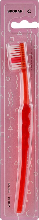 Зубная щетка "С", средняя, красная - Spokar C  — фото N1