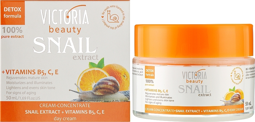 Крем-концентрат с экстрактом улитки + витамины В5, С, Е - Victoria Beauty Snail Extract Cream-Concentrate — фото N2