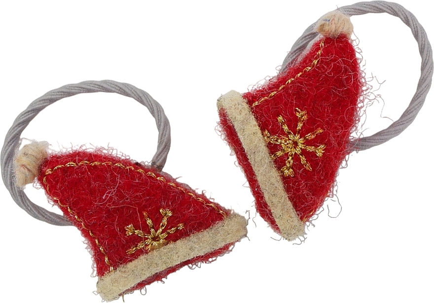 Резинка новорічна для волосся "Шапка Санти з кільцем", бежева - Lolita Accessories — фото N1