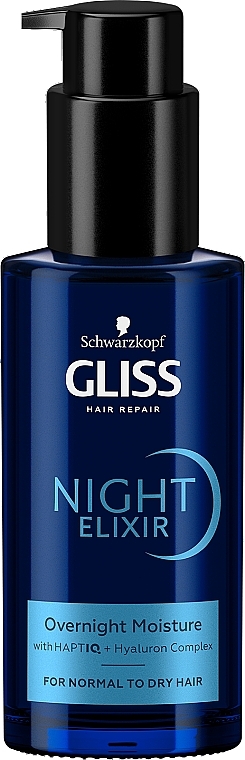 Незмивний еліксир для нормального та сухого волосся - Gliss Hair Repair Night Elixir Overnight Moisture — фото N1