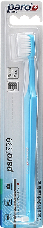 Зубная щетка "S39", голубая - Paro Swiss Toothbrush — фото N1