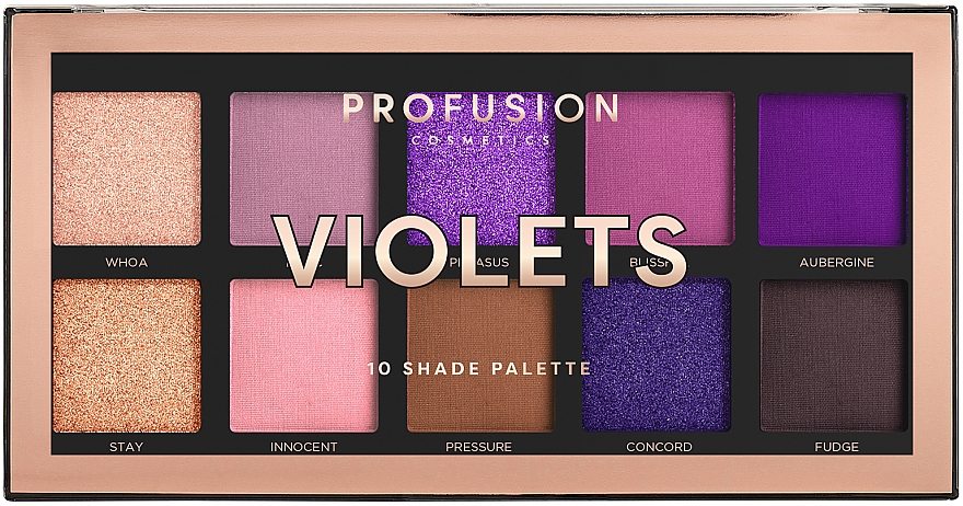 Палетка тіней для повік - Profusion Cosmetics Violets 10 Shades Eyeshadow Palette — фото N1