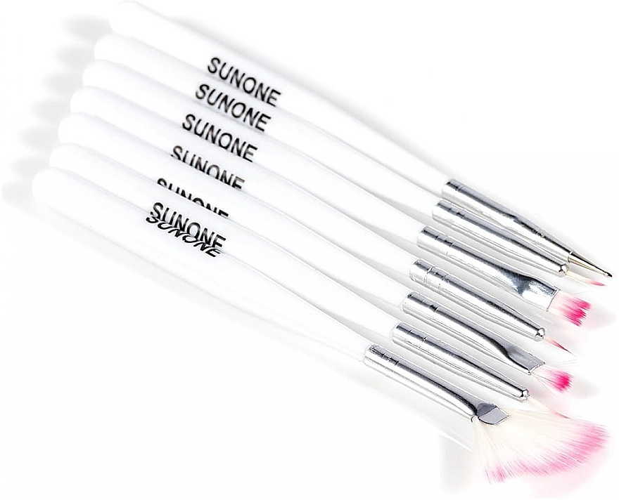 Набор кистей для нейл-арта, 7 шт, белые - Sunone White Nail Art Brush Set — фото N2