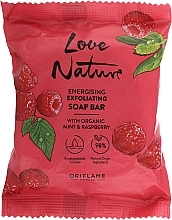 Відлущувальне мило "М'ята й малина" - Oriflame Love Nature Energising Exfoliating Soap Bar — фото N1