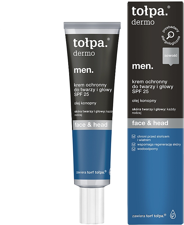 Захисний крем для обличчя й голови - Tolpa Dermo Men Face & Head Protective Cream SPF25 — фото N1