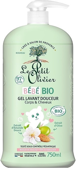 Органический очищающий гель для тела и волос - Le Petit Olivier Baby Bio Gentle Cleansing Gel Body & Hair — фото N1