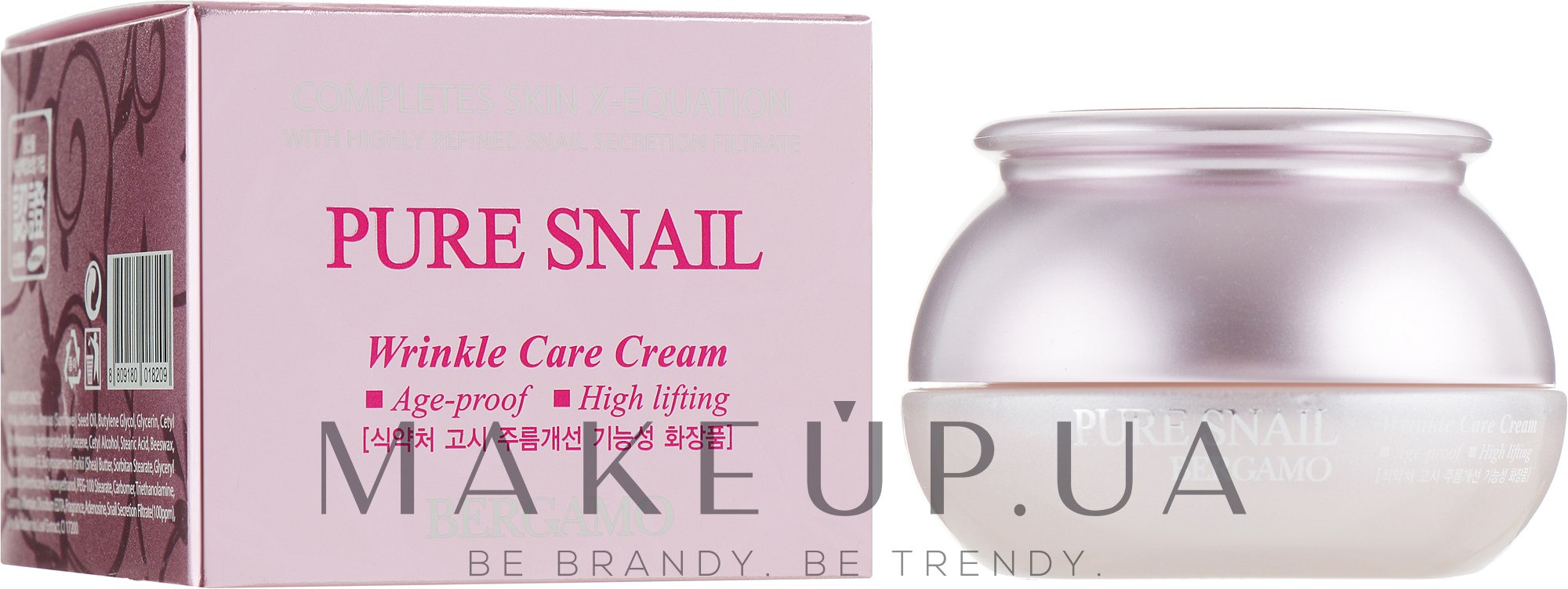 Антивіковий відновлювальний крем для обличчя - Bergamo Pure Snail Wrinkle Care Cream — фото 50g