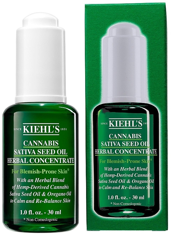 Концентрат для лица с маслом семян конопли - Kiehl's Cannabis Sativa Seed Oil Herbal Concentrate — фото N1