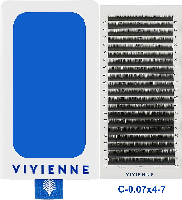 Накладные ресницы "Elite", черные, 20 линий (mix, 0,07, C, 4-7) - Vivienne — фото N1
