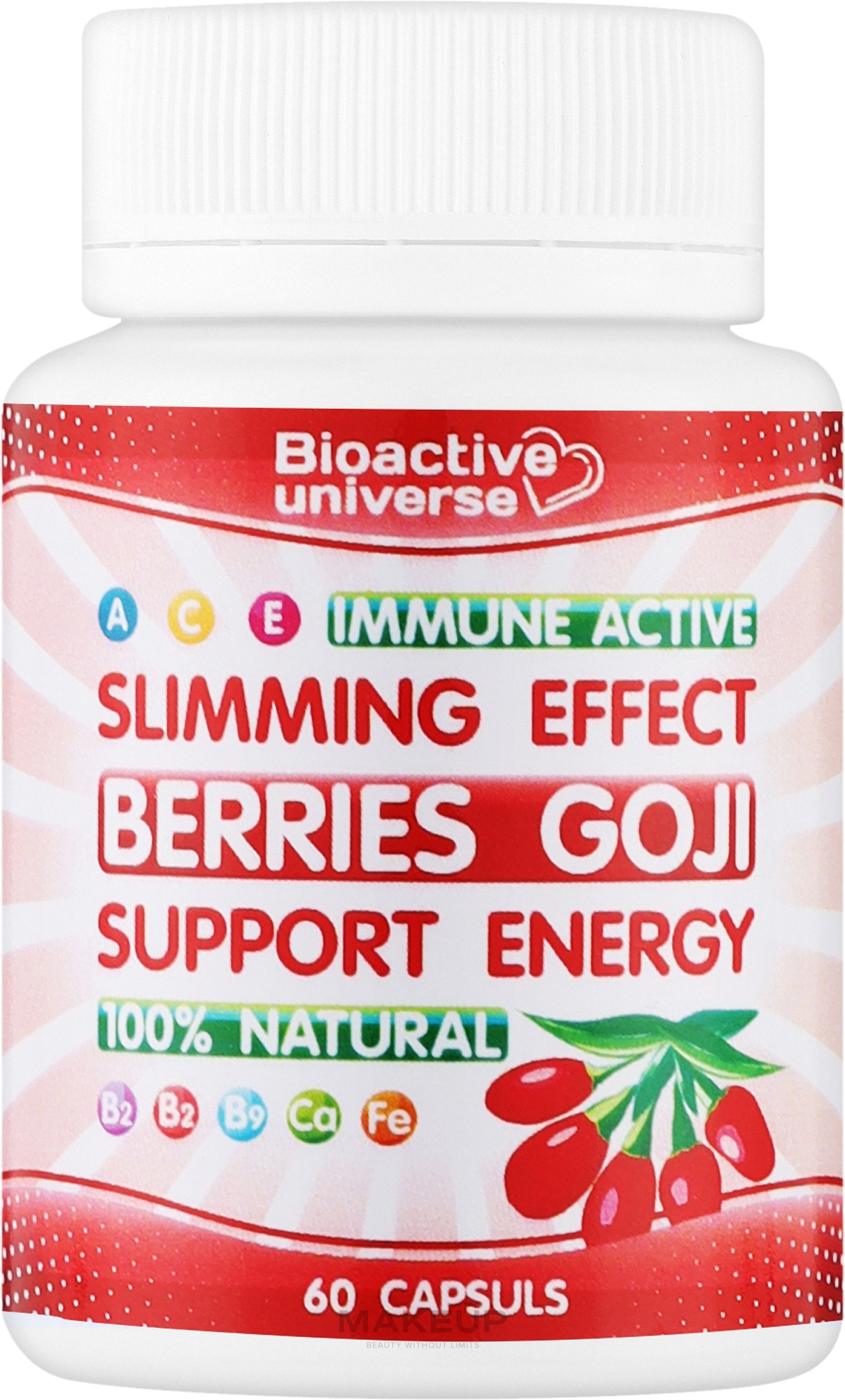Ягоди годжі в капсулах для схуднення, енергії, імунітету - Bioactive Universe Immune Berries Goji — фото 60шт