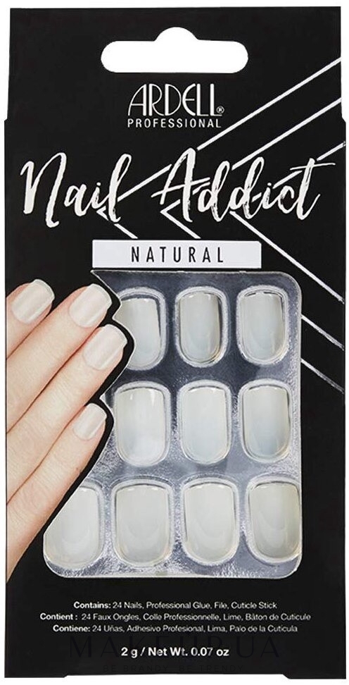 Набор накладных ногтей - Ardell Nail Addict Artifical Nail Set Natural Squared — фото 24шт