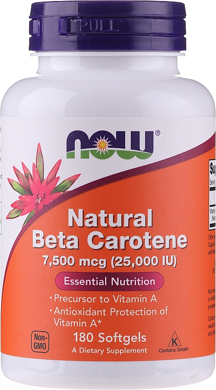 Натуральный бета-каротин - Now Foods Natural Beta Carotene Softgels — фото N3