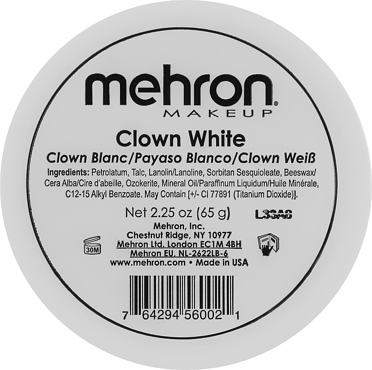 Грим для клоуна экстрабелый - Mehron Clown White — фото N1