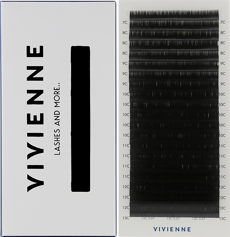 Накладные ресницы "Elite", черные, 20 линий (mix, 0.07, C, (7-13)) - Vivienne — фото N1