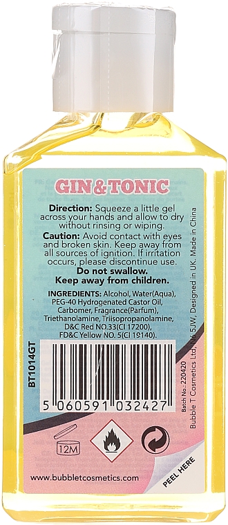 Антибактеріальний очищувальний гель для рук "Джин і Тонік" - Bubble T Cleansing Hand Gel Gin & Tonic — фото N2