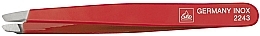 Пинцет красный, скошенный, 9.5 см - Erbe Solingen — фото N1