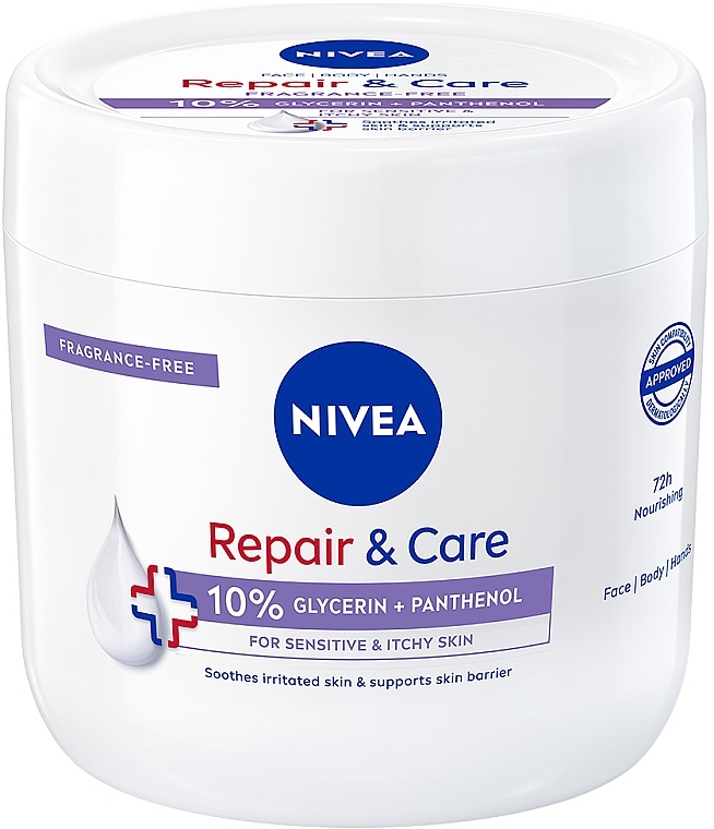 Крем для тела "Восстановление и уход" для чувствительной и раздраженной кожи - NIVEA Repair & Care Deep Moisture Serum Body Cream