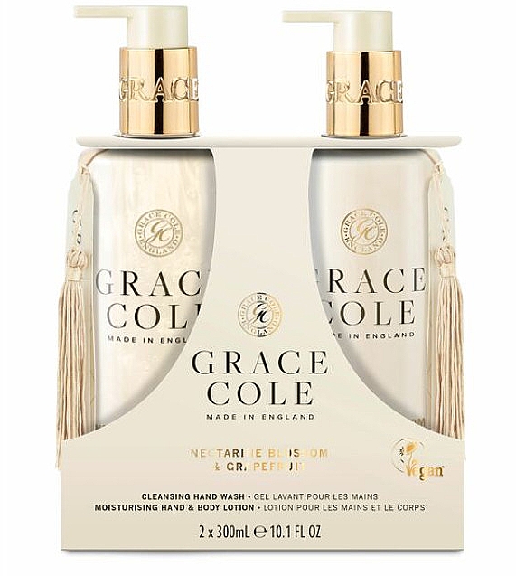 Набір - Grace Cole Boutique Hand Care Duo Nectarine Blossom & Grapefruit (h/wash/300ml + h/lot/300ml) — фото N1