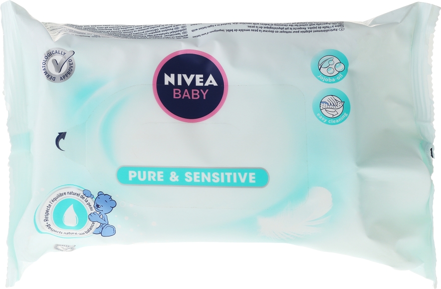 Вологі серветки дитячі - NIVEA Baby Pure & Sensitive Cleansing Wipes — фото N1