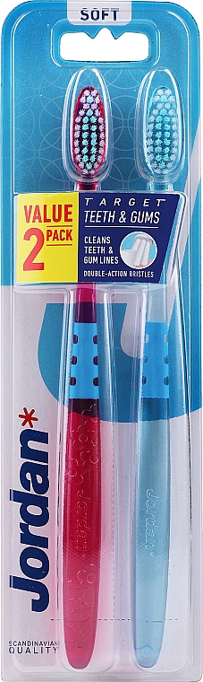Зубная щетка мягкая, розовая+голубая - Jordan Target Teeth Toothbrush — фото N4