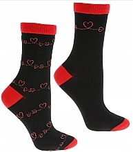Жіночі шкарпетки "Love", 2 пари, червоно-чорні + червоно-чорні з сердечками - Moraj — фото N1