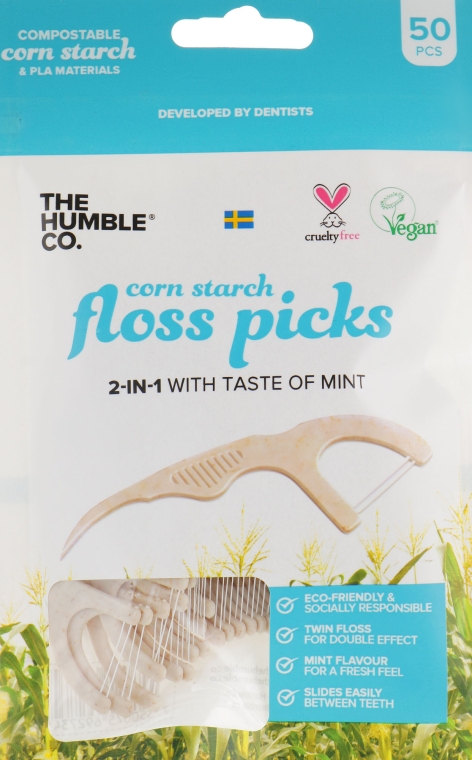 Флоссер зубная нить с держателем, коричневый - The Humble Co. Dental Floss Picks