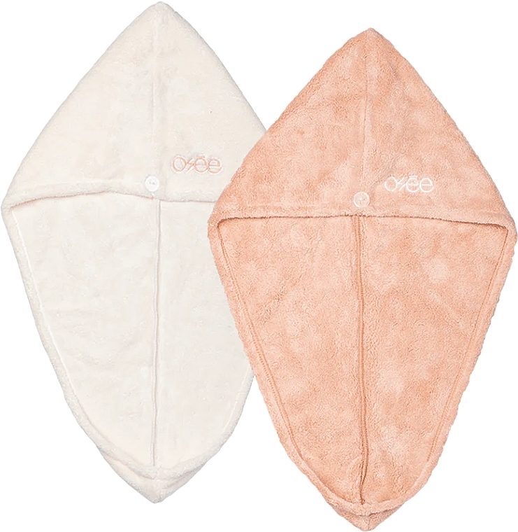 ПОДАРОК! Полотенца для волос, белый/розовый - Osee Hair Towel DUO White & Pink — фото N1