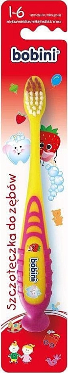 Зубна щітка для дітей віком від 1 до 6 років, жовто-рожева - Bobini — фото N1