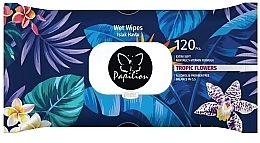 Парфумерія, косметика Вологі серветки з пластиковою кришкою "Тропічні квіти", 120 шт. - Papilion Wet Wipes Tropic Flowers