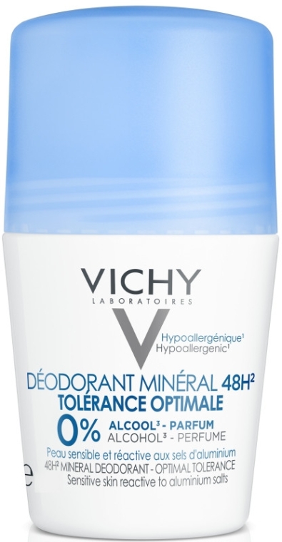 Шариковый дезодорант - Vichy Déodorant Minéral 48h Tolérance Optimale Roll-On — фото N1