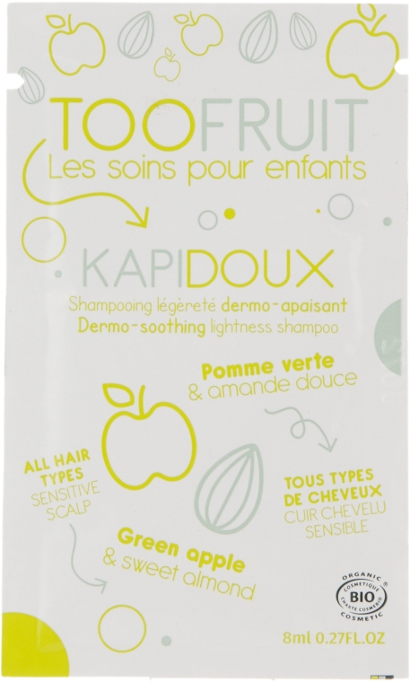 Увлажняющий легкий шампунь "Яблоко-миндаль" - TOOFRUIT Kapidoux Dermo-soothing Lightness Shampoo (пробник) — фото N3