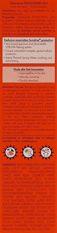 Сонцезахисний крем для жирної шкіри - Avene Solaires Cleanance Sun Care SPF 50+ — фото N3