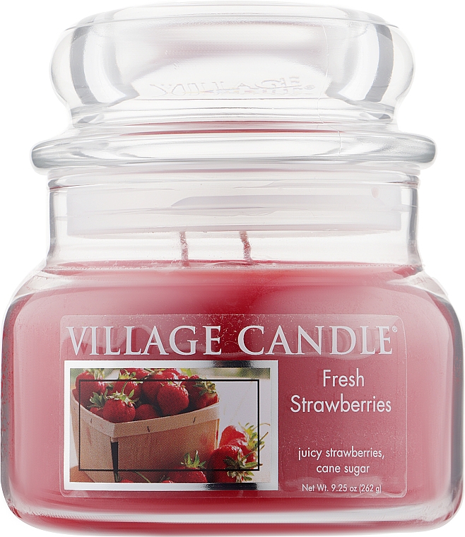 Ароматическая свеча в банке "Свежая клубника" - Village Candle Fresh Strawberries — фото N1
