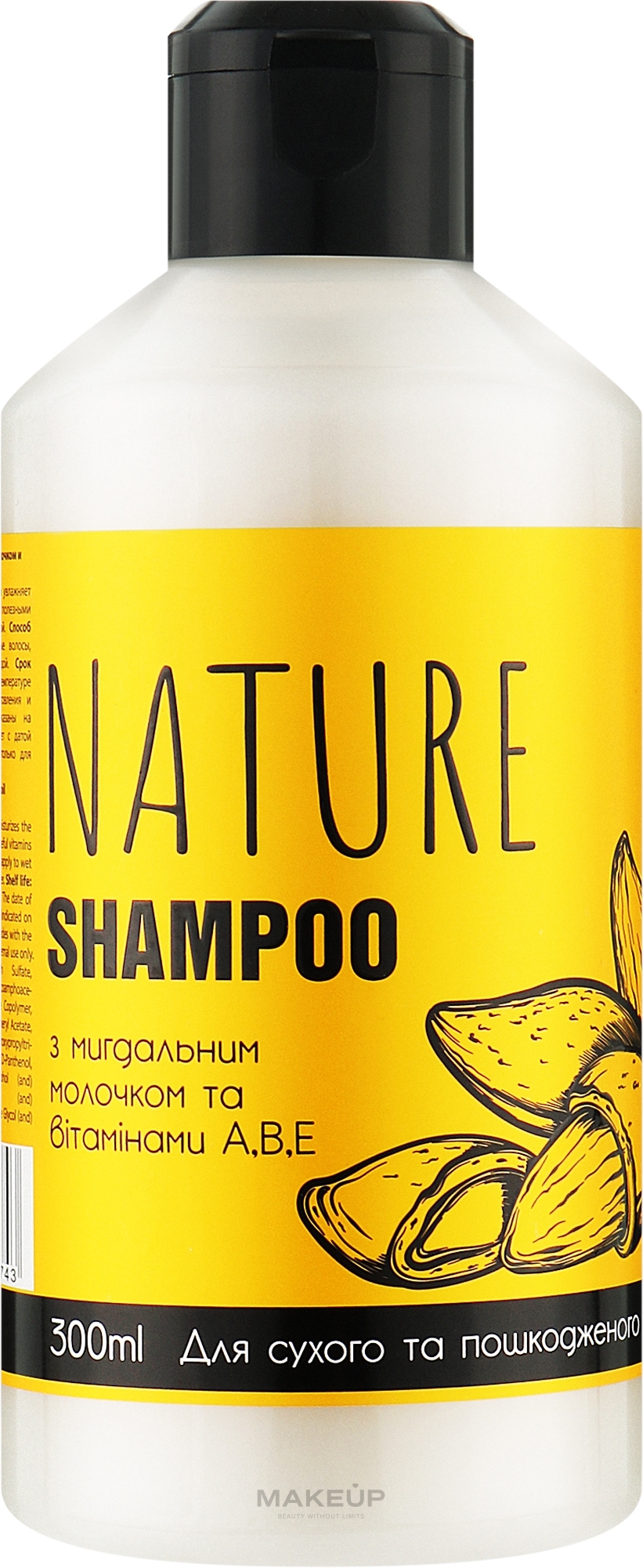 Шампунь з мигдальним молочком і вітамінами А, В, Е - Bioton Cosmetics Nature Shampoo — фото 300ml