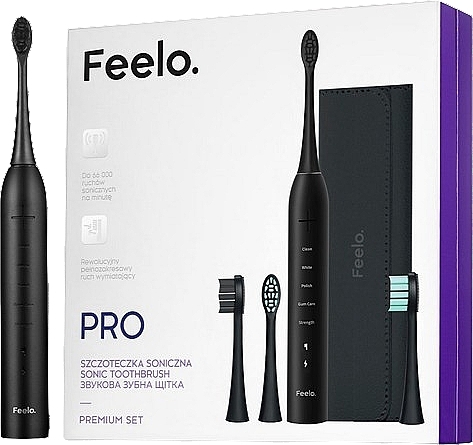 Електрична зубна щітка, чорна - Feelo Pro Sonic Toothbrush Premium Set — фото N1