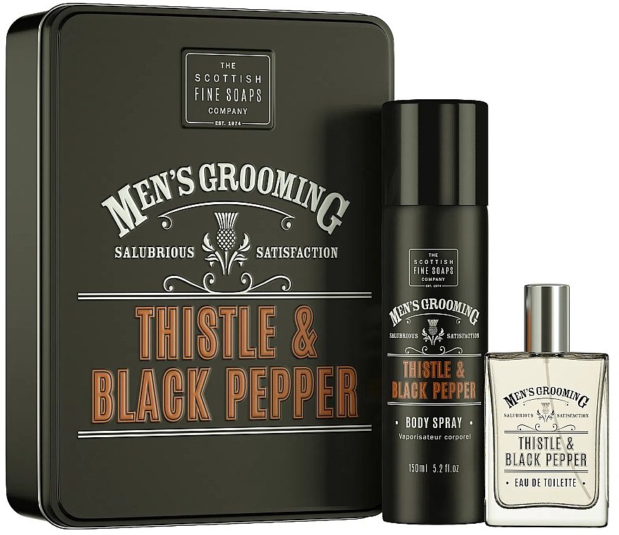 Scottish Fine Soaps Men’s Grooming Thistle & Black Pepper - Набір (edt/50ml + spray/150ml) — фото N1